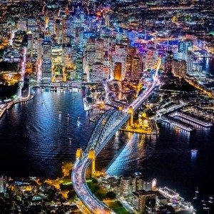 View over Sydney, Australia at night.