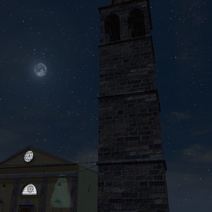 L'église et la lune, à Montegnacco en Italie. Church and moon, Montegnacco, Italia